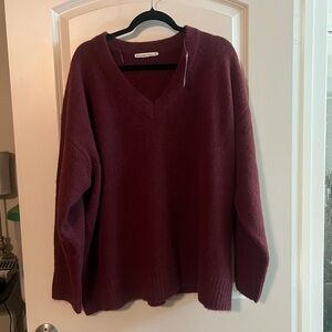 Abercrombie & Fitch Deep Red V-Neck Sweater